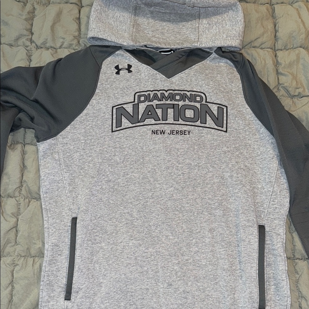 Diamond Nation Under Armour Gray and Black Hoodie Mens Small Baseball